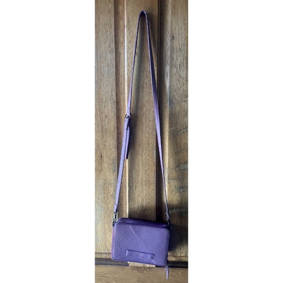 Elk 100% Leather  Purple Crossbody/Clutch Small Bag/Wallet - Picture 2 of 13